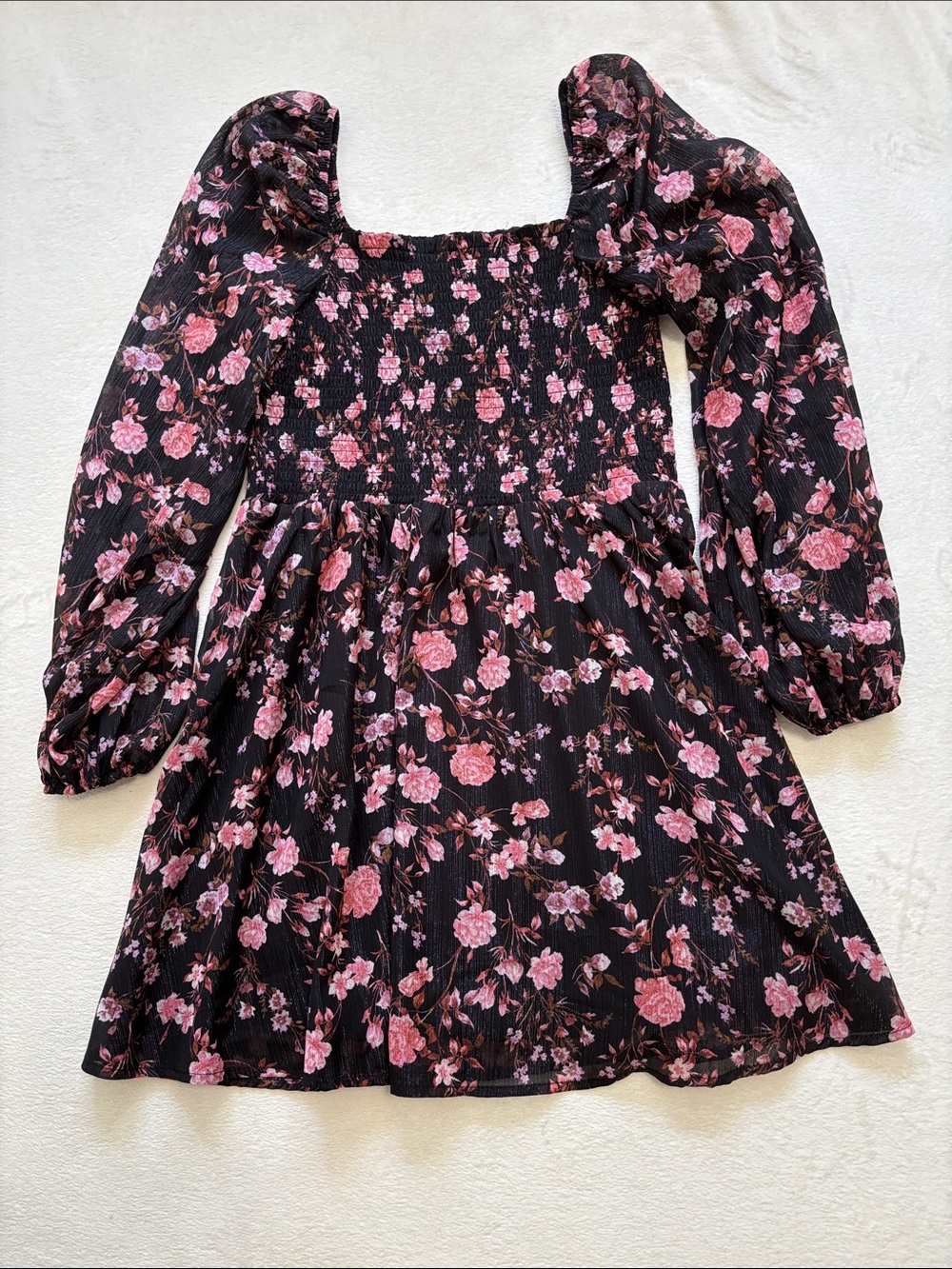 Mi Ami for Francesca’s Black Dress with Pink Floral Print